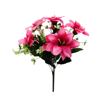 Dirbtinė lelijų puokštė, 33 cm : Spalva - Violetinė