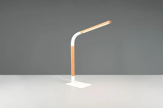 Norris LED table lamp matt white/wood gaismeklis