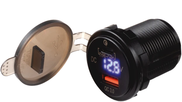 FOUR Connect 4-600162 waterprof USB-charger with voltage display