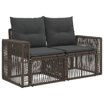 Sodo sofa 2-Vietų skaičius Pilka poliratanas