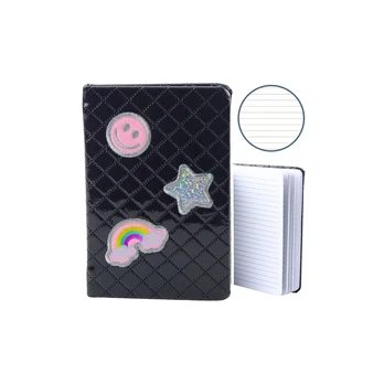 Lean Lined Notebook Glitter Patches Juodas B6 80 Sheets