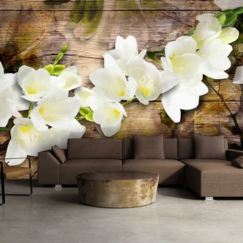 Artgeist Fototapetas - Freesia on Wood