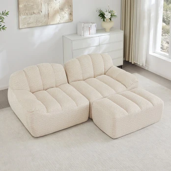 Modulinė sofa L formos, 32D putos, su pufu, 2 vnt