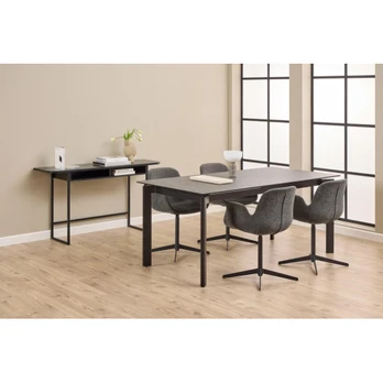 Darlington console table, Top melamine black ash , Base steel matt black, 140x40x77 cm
