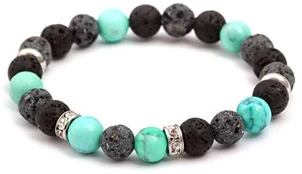 Agato Lava stone and turquoise bead bracelet MINK100/18