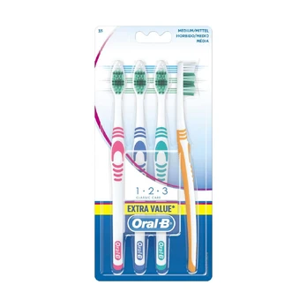 Dantų šepetėlis Oral-B Shiny Clean Vidutinis 4 vnt.