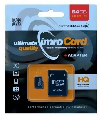 Imro atminties kortelė 64GB Micro SDXC kl. 10 UHS-3 + adapteris