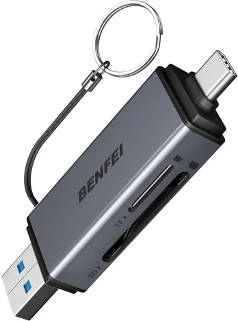 BENFEI card reader 2 in 1 USB-C USB-A 3.0 for SD Micro SD juodas