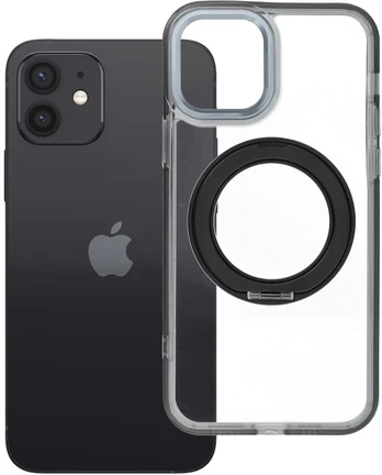 Dėklas Oem Case for iPhone 12 Frame Circle Stand compatible with MagSafe juodas