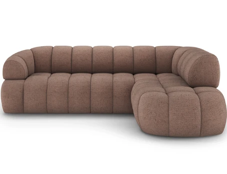 Tontano corner sofa with sleeping function and electrically extendable seat, brown plush, right-hand, Modern, Brown