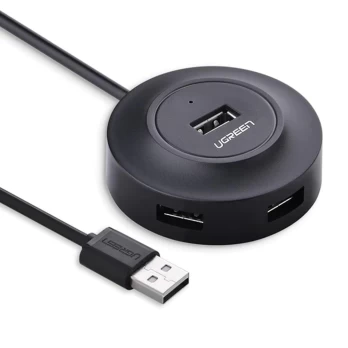 [Užsakomoji prekė] Hub USB-A į 4x USB-A 2.0, Micro-USB 1m - Ugreen (20277) - Juodas