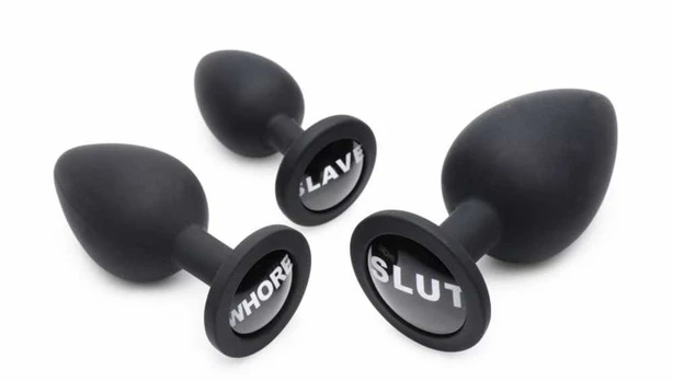 XR Brands Dirty Words Silicone Plug Set - 3 Sizes, Tapered Shape