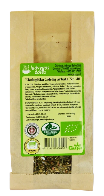 Ekologiška žolelių arbata Nr. 40, 40 g