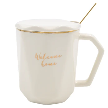 Porcelianinis puodelis "Welcome home" su dangteliu