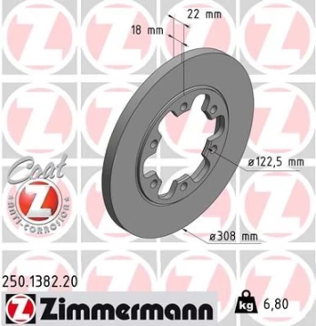 Stabdžių diskas ZIMMERMANN 250.1382.20
