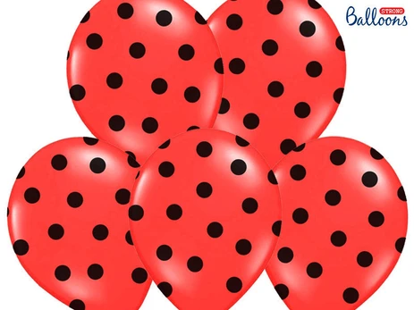 Balionai 30 cm Dots Pastel Poppy, raudoni, 6 vnt.