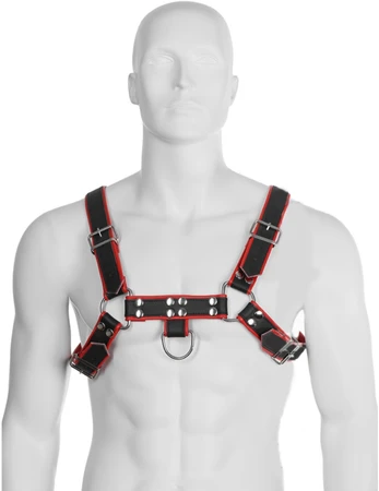 LEATHER BODY - CHAIN HARNESS III Juodas / Raudonas