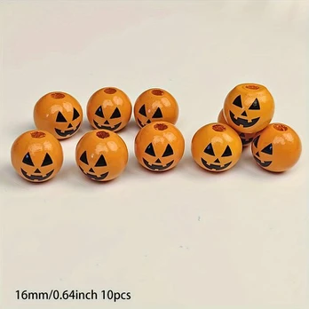 Mediniai karoliukai, Pumpkin 10pcs