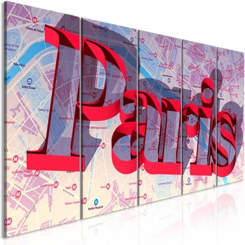Artgeist Paveikslas - Raudona Paris (5 Parts) Narrow