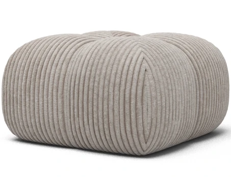 Upholstered Pouf Covio, White Velvet, Modern, White