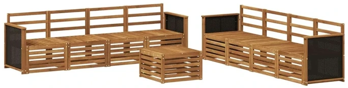 Lauko sofos komplektas 9 vnt. Natūrali