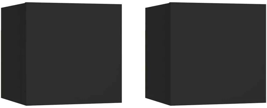 Naktinės spintelės, 2vnt., juodos, 30,5x30x30cm, mdp