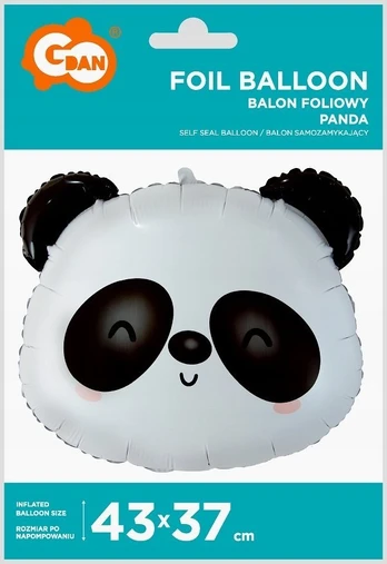 Folinis balionas figūrinis GoDan Panda Head, balta sp./juoda sp.