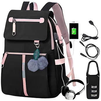 Mokyklinė kuprinė paaugliams su Usb, A4 formatu, didelė, su priedais