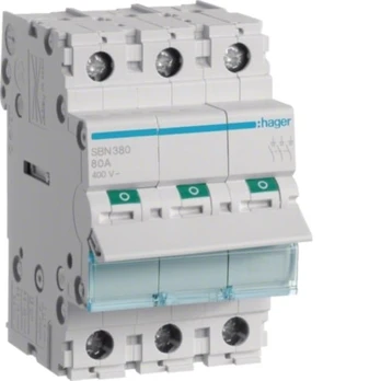 Kirtiklis Hager SBN380 (3P, 80A, 400V, 3 mod.)
