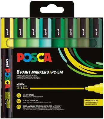 POSCA PC-5M 8stk Žalias Colours (Nyhed 2026!)