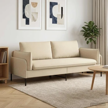3-Vietis Sofa Kreminė 222 x 81 x 89 cm Audinys