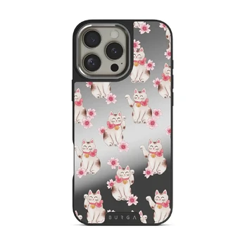 Maneki Neko - iPhone 16 Pro Case, Elite Mirror Dark (MagSafe) / Silver