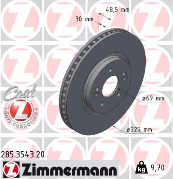 Stabdžių diskas ZIMMERMANN 285.3543.20