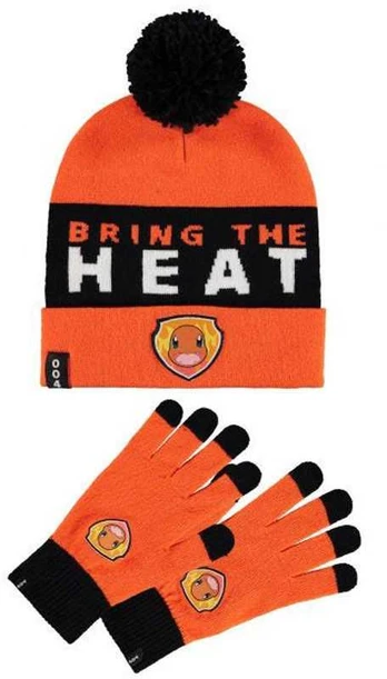 Difuzed Pokemon Charmander hat and gloves set