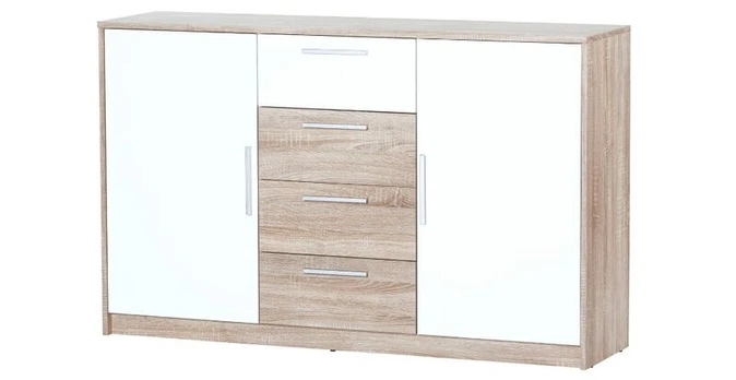 Komoda Milo 05, baltos/ąžuolo spalvos