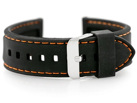 Pacific U20 rubber watch strap - juodas/oranžinis 24mm