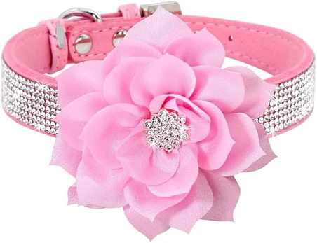 Antkaklis šunims Rose Flower, 31-37cm, rožinis