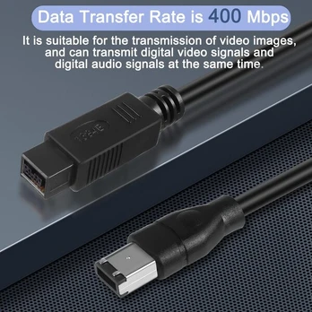 Firewire 9-pin į 6-pin kabelis duomenų perdavimui