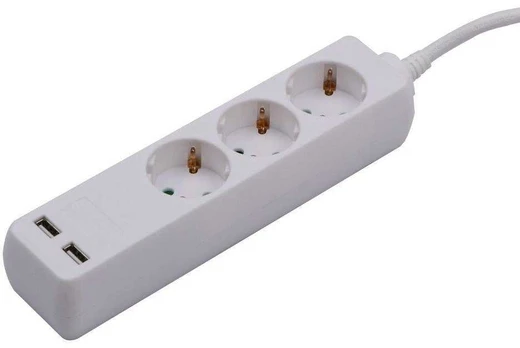 Ilgintuvas 3-vietis V-TAC, 2usb jungtys, 3G1.5MM2 X 5M, baltas