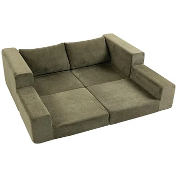Modulinė sofa-lova, transformuojama į kušetę, žalia
