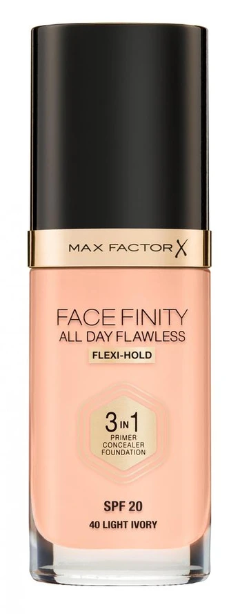 Makiažo pagrindas Max Factor Facefinity 3in1, šviesiai ruda sp., 40 light ivory, 30 ml