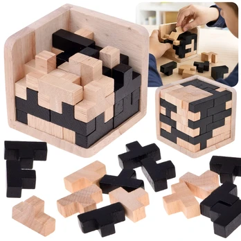 Wooden 3D Logic Cube Spatial Puzzle Brain Teaser ZA6610