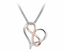 Silver Cat Romantic heart bicolor necklace with infinity symbol SC428 kaina