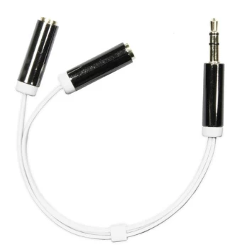 Adapteris DELTACO 3.5mm M - 2x3.5mm F, 0.1m, baltas lankstus / AUD-206