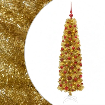 Dirbtinė liekna Kalėdų eglutė su burbulais 180 cm 300 LED