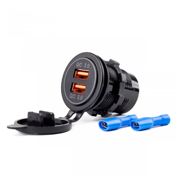 Amio Vandeniui atsparus įkroviklis su 2xUSB 12 / 24v mod-05 lizdais