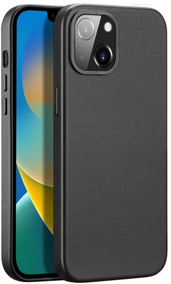 Dėklas Dux Ducis Grit Leather Case for iPhone 14 Plus (MagSafe Compatible) Juodas
