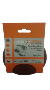 Šlifavimo diskas CORTEX, P60, 125 mm, 8 skylės, 5 vnt. kaina