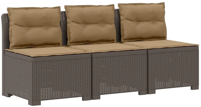 3-vietė sodo sofa su pagalvėlėmis, Rattan išvaizda PP