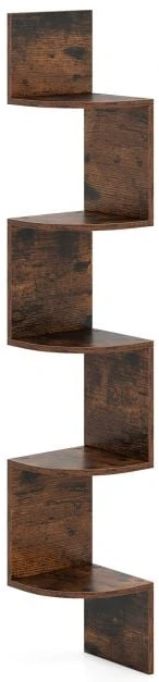 Promotion 5 lentynų kampinė lentyna rustic ruda
